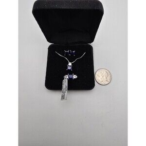 New With Tags Vintage 925 Sterling Silver Sapphire Ring/earring/necklace Set